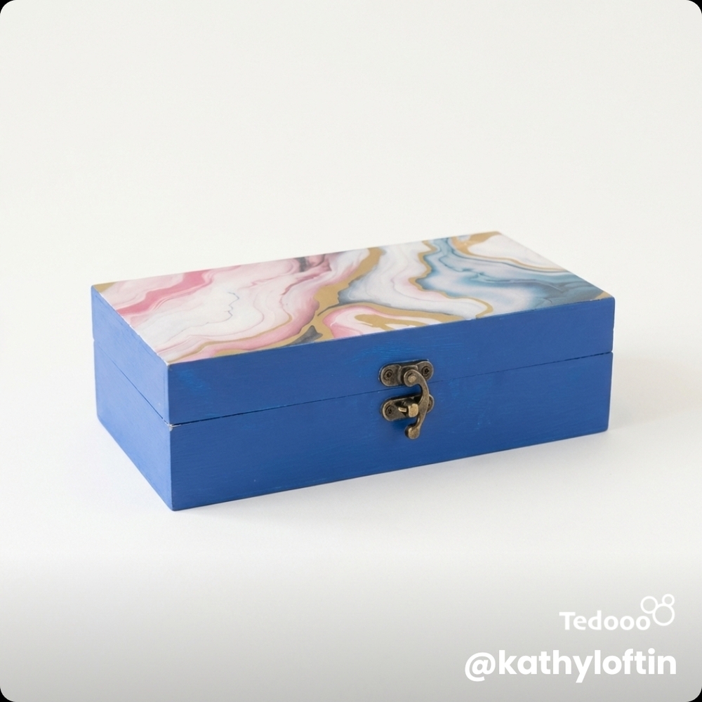 Blue Jewelry Box with Marble Design